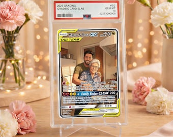 Graded Slab Custom Trading Card, Custom Mother's Day Tag Team Card from Photo, Anime Art Personalized Gift for Mom,Holographic Foil Keepsake