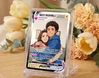 Custom Mother's Day Full Art Trainer Card from Photo | Personalized Anime Art | Holographic Foil | Unique Gift for Mom, Slab Gift for Her