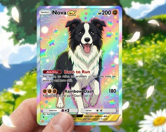 Custom Pet Card, Personalized Dog Anime Art, Holographic Trading Card Gift, Birthday Present for Dog Lover, Unique Custom Photo Keepsake