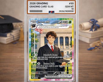 Custom Graduation Collector Card, Anime Portrait Trading Card, Class Of 2026 Keepsake, Unique College Grad Gift for Him Her, Diploma cards