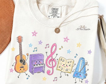 Music Teacher png, Cute Music Instruments Doodle, Music Lover png, Guitar Piano png, Music png, Music Teacher Shirt Design