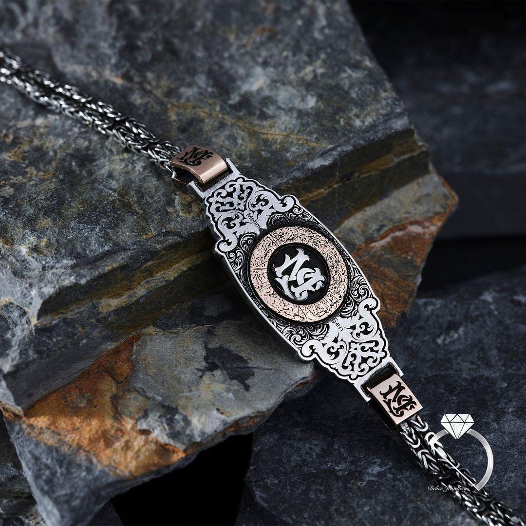 Personalized Sterling Silver Monogram Bracelet, Vintage Engraved Chain ...