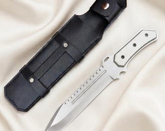 Resident Evil 5 Albert Wesker Knife: Acid Washed D2 Steel Blade Full Tang Gaming Replica, Cosplay Prop Gear gift for him