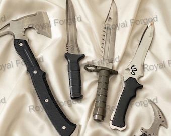 Resident Evil Series Knife Set , Leon Krauser Chris Knife Blunt Blade Re9 Leon Axe, Video Game Display Collectible, Gift for Him,