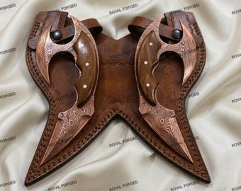 Hand-Forged Copper Damascus Dual Scorpion Karambit | Personalized Viking Knife Gift for Him