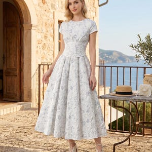 short wedding dress high neck Illusion Lace High Neck Cap Sleeve Short Bridal Dress
