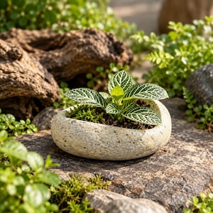 Small Stone Planter, Natural River Stone Plant Pot, Mini Succulent Planter, Air Plant Holder, Tiny Planter with Drainage Hole