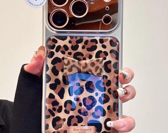 Cute Leopard Print Case with 3D Velvet Bow, Silver Electroplated Cover iPhone 17 16 15 14 13 Pro Max, Coquette Cheetah Aesthetic Gift