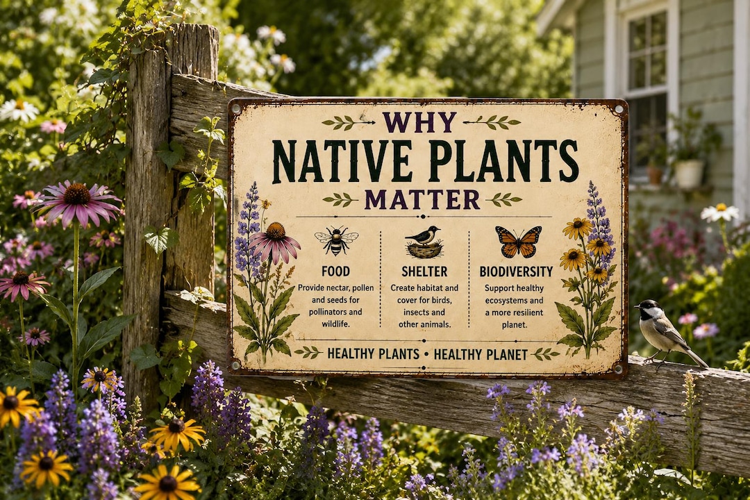 Why Native Plants Matter Metal Sign, Botanical Garden Decor, Pollinator Wildlife Habitat S