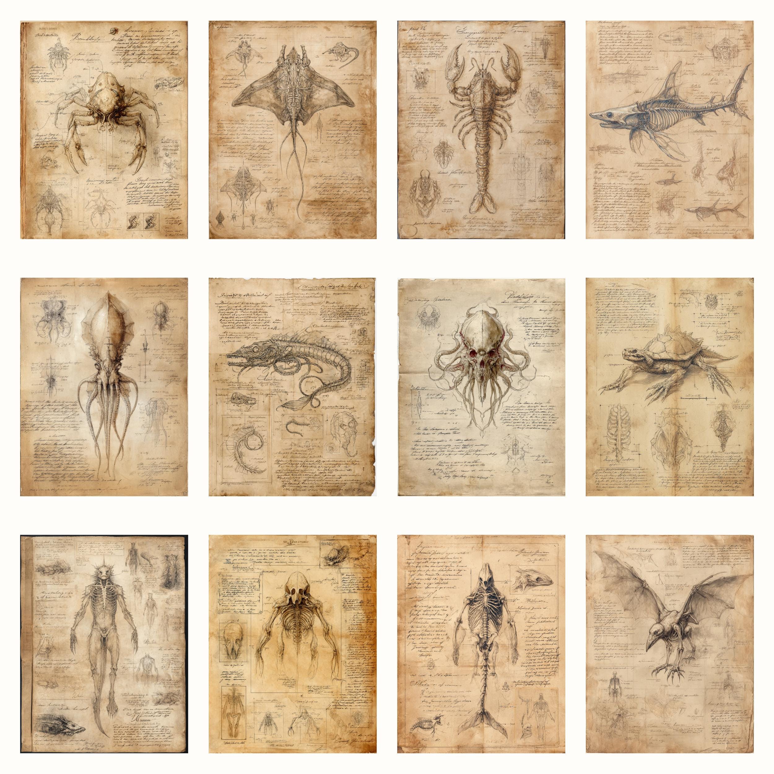 Lost Kin Beast Journal Beast Anatomy Junk Journal Kit, Vintage Anatomy Printable Pages, Gothic ...