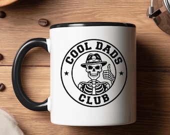 Cool Dads Club skull skeleton thumbs up Accent Coffee Mug  11oz , Father's Day, Dad - Step Dad - Gift for him
