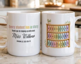 Personalised Teacher Thank You Gift, Teacher Mug With Name, Teacher Appreciation Gift, End of Term Gift, Class Gift With Student Names