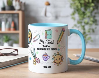 Personalized Teacher Appreciation Mug, Custom Teacher Gift, Best Teacher Ever Mug, End of Year Teacher Thank You