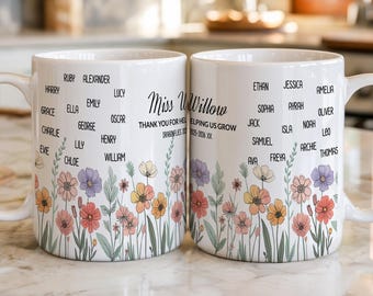 Personalised Teacher Thank You Gift, Teacher Mug With Name, Teacher Appreciation Gift, End of Term Gift, Class Gift With Student Names