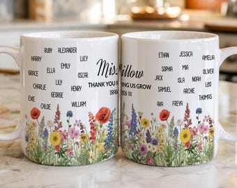 Personalised Teacher Thank You Gift, Teacher Mug With Name, Teacher Appreciation Gift, End of Term Gift, Class Gift With Student Names
