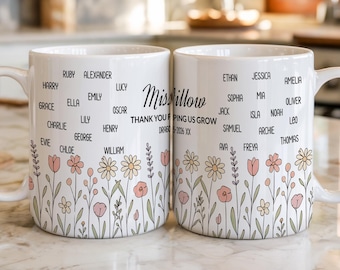 Personalised Teacher Thank You Gift, Teacher Mug With Name, Teacher Appreciation Gift, End of Term Gift, Class Gift With Student Names