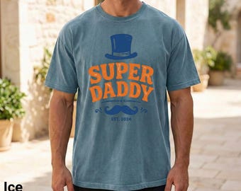 Super Daddy Vintage mustache top hat Graphic T-Shirt, Father's Day Gift, Gift For Him, Dad's Day Gift