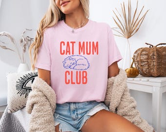 Cat Mum Club Sketch T-Shirt, Comfort Colors Cat Mama Tee