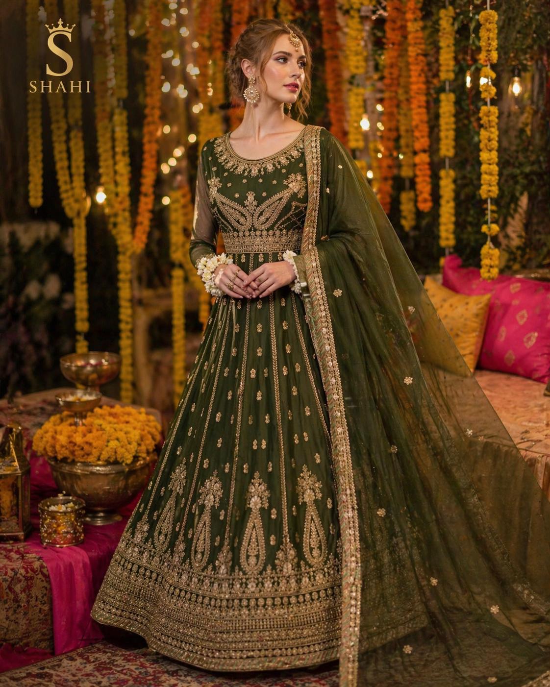 Green Mehndi Dress - Etsy