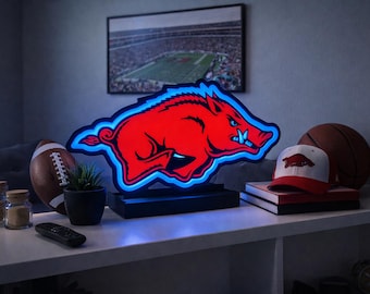 Arkansas Razorback LED Desk Light Box - Custom 3-D printed!
