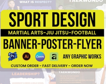 Custom Sports Flyer Design, Kids Martial Arts Karate Event Poster, Jiu Jitsu Tournament Banner Canva Photoshop Illustrator
