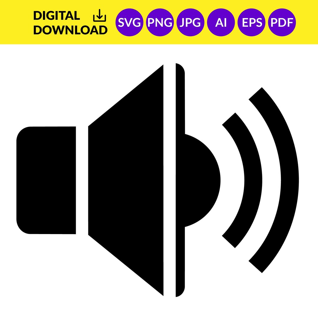 Loudspeaker SVG Volume Icon, Speaker Vector Cut File for Cricut ...