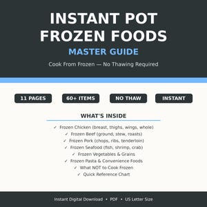 Instant Pot Frozen Foods Guide | Cook From Frozen | No Thaw Chicken Beef Pork Seafood | Pressure Cooker Times | Instant Download