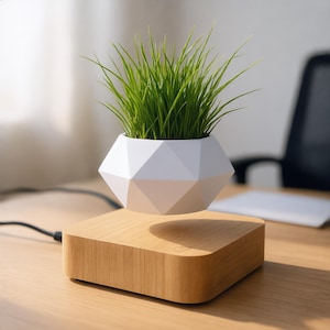 Levitating Air Bonsai Pot Magnetic Floating Flower Planter Rotating Suspension Pot for Desk Decor