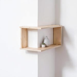 Corner Floating Wooden Shelves Wall Mounted Plant Display and Modern Living Room Storage Rack 1 Unit image 8