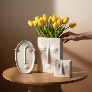 Abstract Face Vase Ceramic Modern Nordic Home Decor Minimalist Art Flower Vase Gift