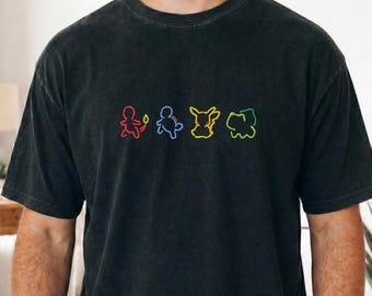 Camiseta bordada inspirada en PKM, Comfort Colors®, regalo para fans del anime