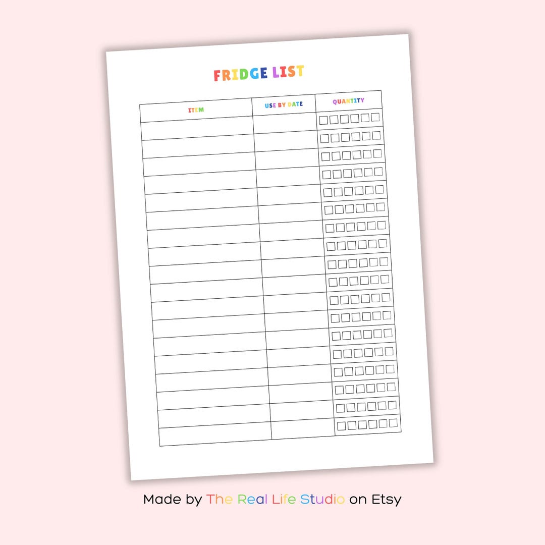 Free Fridge Notepad List.pdf Fridge List Template, Printable, Digital Download - Etsy