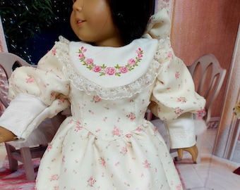 Victorian Tea Time Dress and Hair Bow fits American Girl Doll Samantha