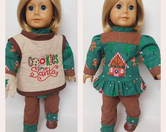 Holiday Smock for Baking, Top and Slacks, fits American Girl Dolls