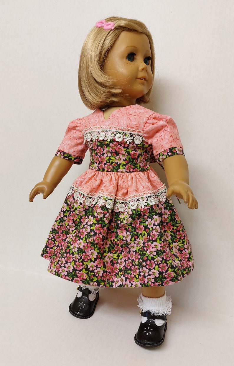 1930's Sunday Best Ensemble with Dress, Socks, Shoes & Barrette Fits American Girl Dolls Kit and Ruthie image 1