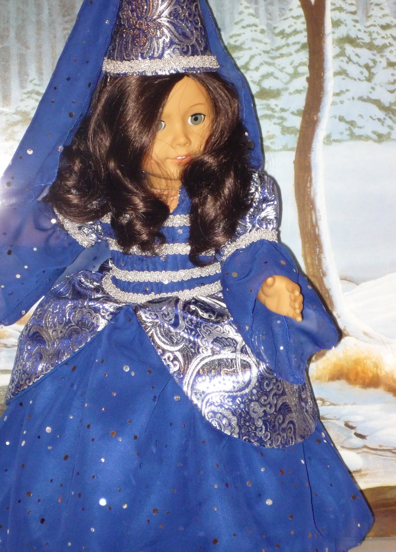 Sparkling Midnight Blue Princess Costume fits American Girl Dolls image 9