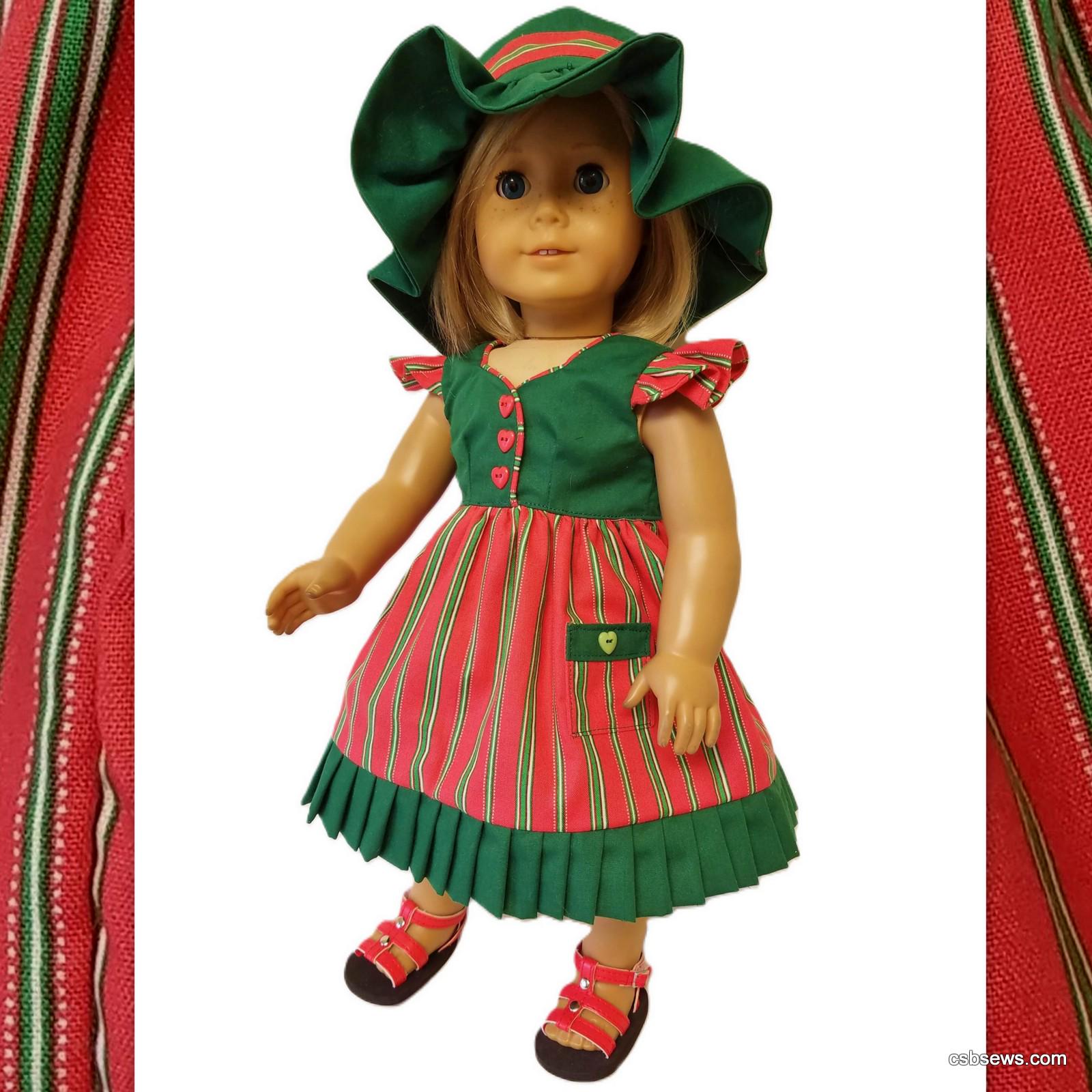 1940's Sun Dress, Floppy Hat and Sandals - fits American Girl Dolls Nanea or Molly