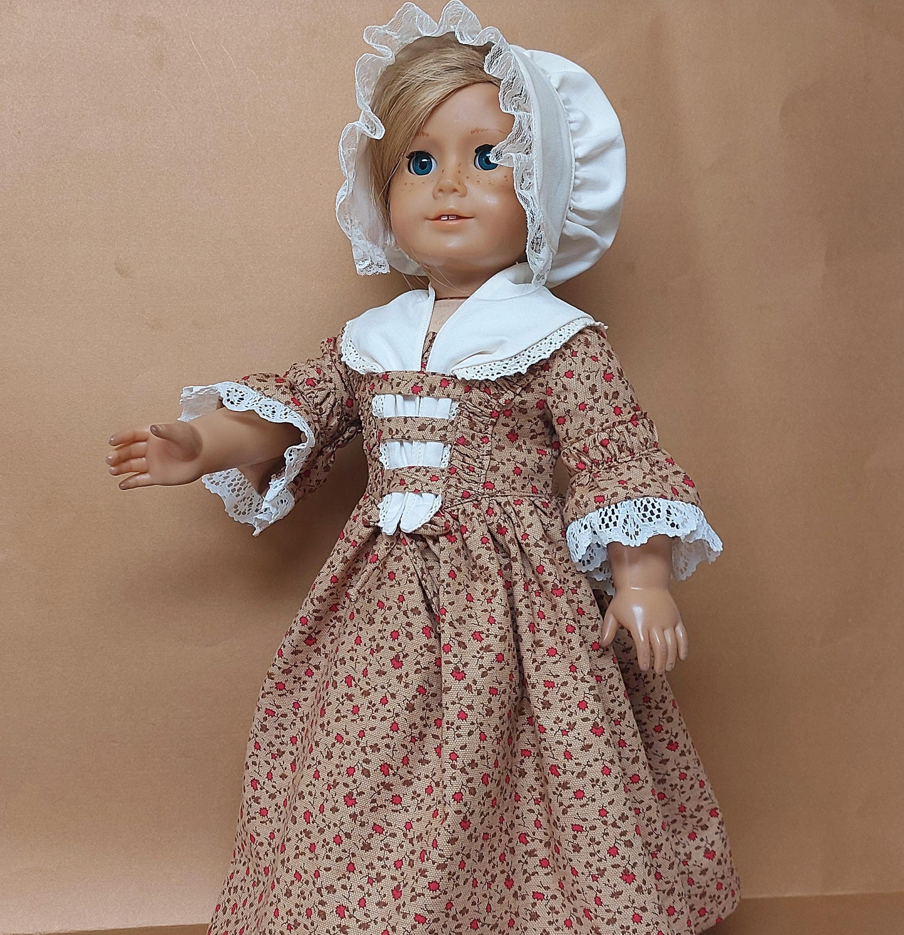1700s Colonial Dress With Fichu and Mop Cap. Fits American Girl