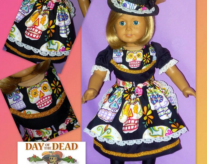 American Girl Doll Halloween Costume Day of the Dead With Hat Etsy