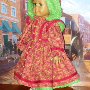Prairie Town Dress and Bonnet fits American Girl Doll Kirsten image 1