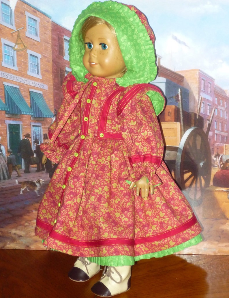 Prairie Town Dress and Bonnet fits American Girl Doll Kirsten image 1