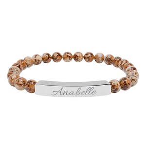 Personalized Name Bracelet with Stones | Hand-Engraved Jewelry for Her, Birthday Gift for Women, Discreet Gold or Silver Bar Bracelet image 4