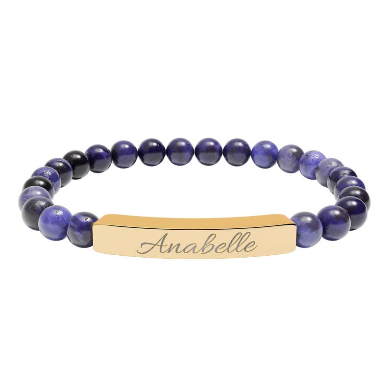 Personalized Name Bracelet with Stones | Hand-Engraved Jewelry for Her, Birthday Gift for Women, Discreet Gold or Silver Bar Bracelet image 13