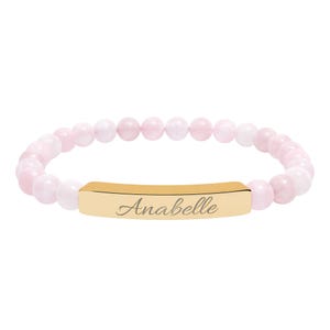Personalized Name Bracelet with Stones | Hand-Engraved Jewelry for Her, Birthday Gift for Women, Discreet Gold or Silver Bar Bracelet image 12
