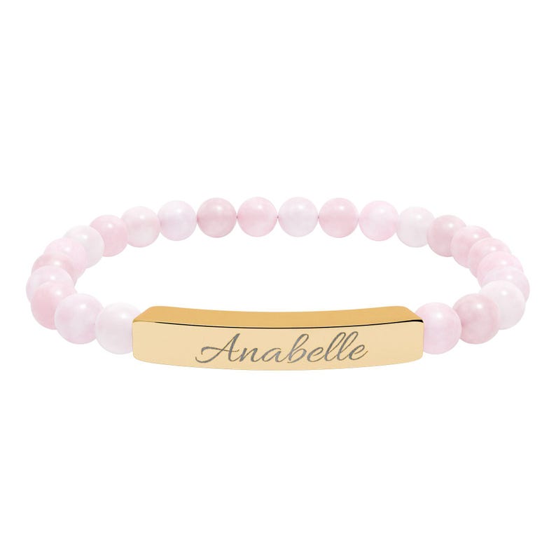 Personalized Name Bracelet with Stones | Hand-Engraved Jewelry for Her, Birthday Gift for Women, Discreet Gold or Silver Bar Bracelet image 12