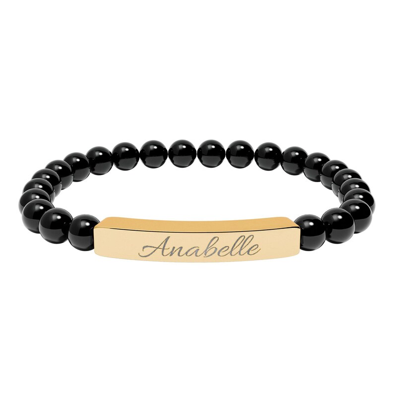 Personalized Name Bracelet with Stones | Hand-Engraved Jewelry for Her, Birthday Gift for Women, Discreet Gold or Silver Bar Bracelet image 10