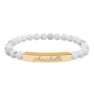 Personalized Name Bracelet with Stones | Hand-Engraved Jewelry for Her, Birthday Gift for Women, Discreet Gold or Silver Bar Bracelet image 9