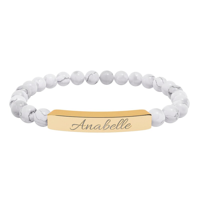 Personalized Name Bracelet with Stones | Hand-Engraved Jewelry for Her, Birthday Gift for Women, Discreet Gold or Silver Bar Bracelet image 9