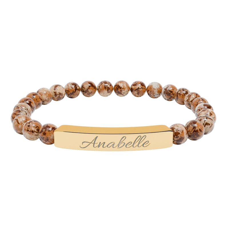 Personalized Name Bracelet with Stones | Hand-Engraved Jewelry for Her, Birthday Gift for Women, Discreet Gold or Silver Bar Bracelet image 11