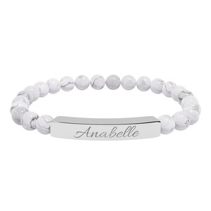 Personalized Name Bracelet with Stones | Hand-Engraved Jewelry for Her, Birthday Gift for Women, Discreet Gold or Silver Bar Bracelet image 2